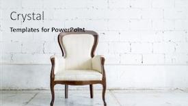  Presentation with classical - Colorful slide set enhanced with white vintage classical farbirc style chair backdrop and a sky blue colored foreground