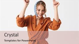  Presentation with 60s - Slide set with white wall background dancing background and a coral colored foreground