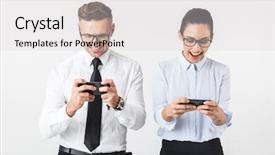  Presentation with play - Colorful slide set enhanced with white wall background play game backdrop and a light gray colored foreground