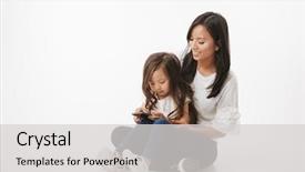  Presentation with happy-image - Colorful theme enhanced with white wall background using mobile backdrop and a light gray colored foreground