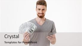  Presentation with mobile money - Slide set consisting of white wall background using mobile background and a light gray colored foreground