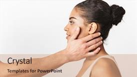  Presentation with hand saving someone - Theme with white wall background while someone background and a coral colored foreground