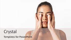  Presentation with eyes detection in an image - Colorful PPT layouts enhanced with white wall background while someone backdrop and a soft green colored foreground