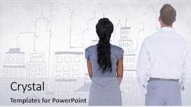  Presentation with cartoon black white people - PPT layouts enhanced with white wall with city doodle background and a lemonade colored foreground