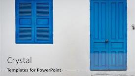  Presentation with closed - Cool new slide deck with white-wall-with-closed-shatter backdrop and a light gray colored foreground