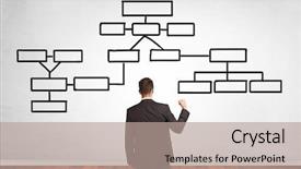  Presentation with organizational chart - PPT theme consisting of white wall with organizational chart background and a coral colored foreground