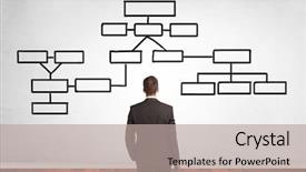  Presentation with salesman - Presentation theme having white wall with organizational chart background and a mint green colored foreground