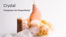  Presentation with natural soap - Audience pleasing presentation theme consisting of white washing - soap natural sponge and shower backdrop and a white colored foreground