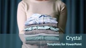  Presentation with china clothes washing - Audience pleasing slides consisting of white washing - woman holding washed and dried backdrop and a ocean colored foreground