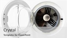  Presentation with open door - Slides enhanced with white washing machine with opened background and a  colored foreground