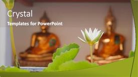  Presentation with buddha - Audience pleasing presentation theme consisting of white-waterlily-with-buddha backdrop and a violet colored foreground