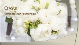  Presentation with white wedding - Audience pleasing PPT layouts consisting of white wedding bouquet in vase backdrop and a cream colored foreground