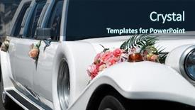  Presentation with wedding white - Slide deck enhanced with white wedding car with flowers background and a navy blue colored foreground
