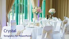  Presentation with elegant wedding - Amazing slide deck having white wedding celebration - elegant dinner table backdrop and a sky blue colored foreground