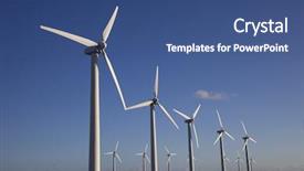  Presentation with mountain top - Slide deck consisting of white wind turbines background and a ocean colored foreground
