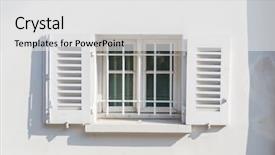  Presentation with poster on white wall above - Beautiful presentation design featuring white window on white wall backdrop and a white colored foreground