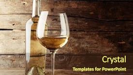  Presentation with bottle - Audience pleasing theme consisting of white wine and a glass backdrop and a tawny brown colored foreground