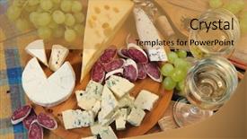  Presentation with snacks - Cool new theme with white wine and snacks on wooden table backdrop and a gold colored foreground