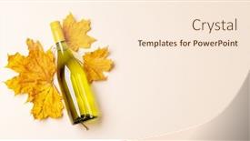  Presentation with leaves flat lay - Slide deck with white-wine-bottle-and-autumn background and a cream colored foreground