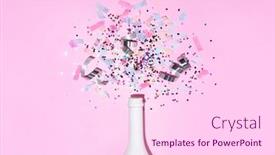  Presentation with confetti - PPT layouts consisting of white-wine-bottle-with-confetti background and a pink colored foreground