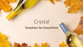  Presentation with leaves flat lay - PPT theme with white-wine-bottles-and-autumn background and a lemonade colored foreground