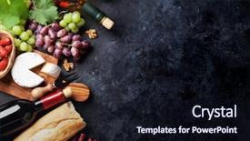  Presentation with table grape - Audience pleasing slide deck consisting of white wine bottles grape cheese backdrop and a wine colored foreground