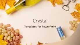  Presentation with leaves flat lay - Slide deck having white-wine-bottles-grapes background and a lemonade colored foreground