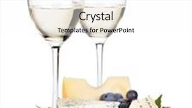  Presentation with wine cheese - Slide set with white wine cheese and grape isolated on white background background and a white colored foreground