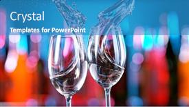  Presentation with wine - Cool new PPT layouts with white-wine-glasses-hitting-together backdrop and a teal colored foreground