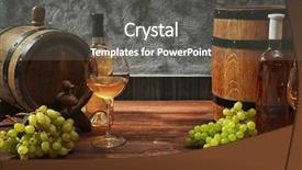  Presentation with barrels - Cool new presentation with white wine grapes and barrel backdrop and a gray colored foreground