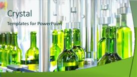  Presentation with bottling wine - Slide set consisting of white wine in glass bottling background and a sky blue colored foreground