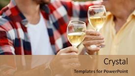  Presentation with grape vine wine grapes - Colorful slide deck enhanced with white wine in wineglass - successfully backdrop and a coral colored foreground