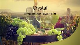  Presentation with wine barrel - Presentation theme with white wine with barrel background and a yellow colored foreground