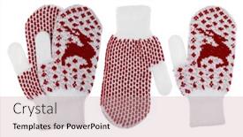  Presentation with ornament - Presentation theme enhanced with white-winter-knitted-mittens background and a coral colored foreground