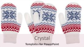  Presentation with red white blue - Amazing slide set having white-winter-knitted-mittens backdrop and a coral colored foreground