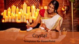  Presentation with white candles - PPT layouts enhanced with white woman having ayurvedic massage background and a red colored foreground