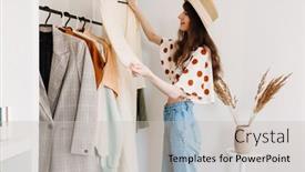  Presentation with white and black woman climbing ladders - Beautiful slides featuring white-woman-in-straw-hat backdrop and a soft green colored foreground