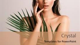  Presentation with woman body - PPT layouts having white-woman-with-healthy-skin background and a coral colored foreground