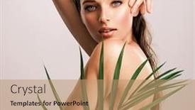  Presentation with woman body - PPT theme enhanced with white-woman-with-healthy-skin background and a coral colored foreground