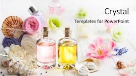  Presentation with essential oil - Presentation theme featuring white wooden background spa background and a white colored foreground