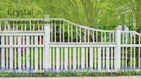  Presentation with flowers border - Cool new slides with white-wooden-fence-blue-flowers backdrop and a gold colored foreground