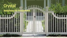  Presentation with wooden - Presentation enhanced with white wooden gate and picket background and a tawny brown colored foreground