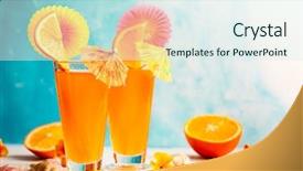  Presentation with blue orange white - Presentation theme consisting of white wooden table against turquoise background and a sky blue colored foreground