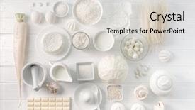  Presentation with tableware - Beautiful PPT theme featuring white wooden table dairy backdrop and a light gray colored foreground