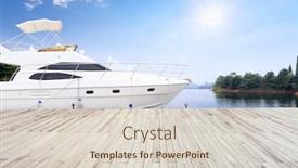  Presentation with dock - Amazing slide deck having white-yacht-along-wooden-dock backdrop and a lemonade colored foreground