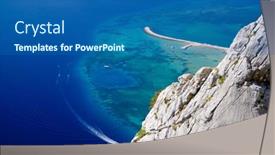  Presentation with coral reef - Audience pleasing PPT layouts consisting of white-yacht-floating-above backdrop and a ocean colored foreground