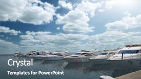  Presentation with anchor - Slides enhanced with white yachts on an anchor in harbour background and a ocean colored foreground