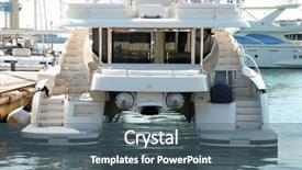  Presentation with anchor - Colorful PPT layouts enhanced with white yachts on an anchor in harbour backdrop and a ocean colored foreground