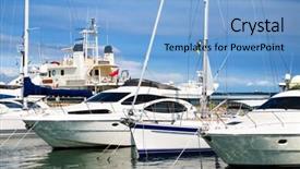  Presentation with anchor - Presentation theme having white yachts on an anchor in harbor background and a light blue colored foreground