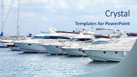  Presentation with anchor - Slides with white yachts on an anchor in harbor background and a sky blue colored foreground